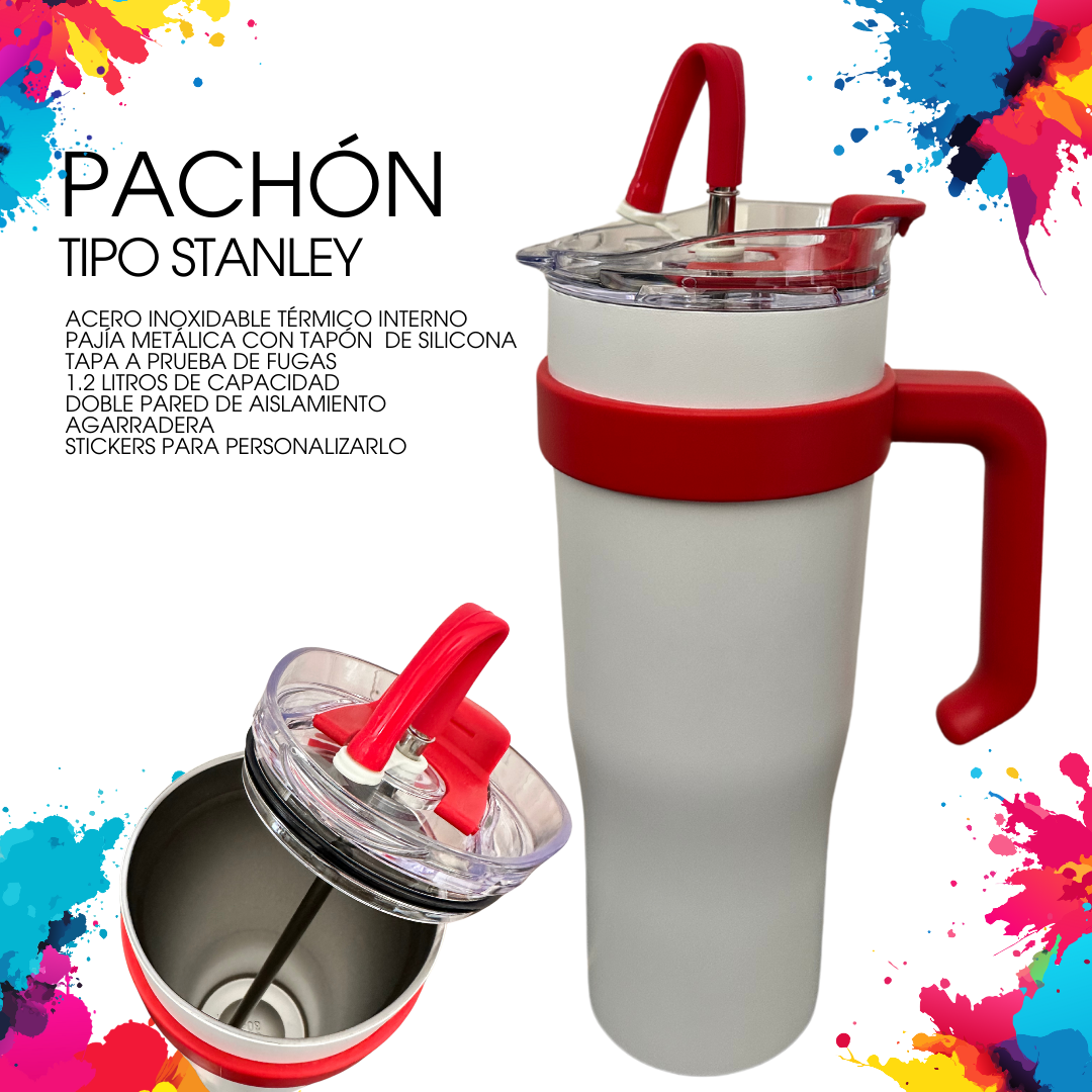 Termo tipo Stanley color blanco / rojo